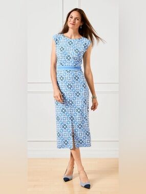 Talbots Women’s Effortless Jersey Midi Dress Allure Medallion Sz 14 Summer